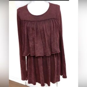 NWT. Burgundy top with Ruffle size S